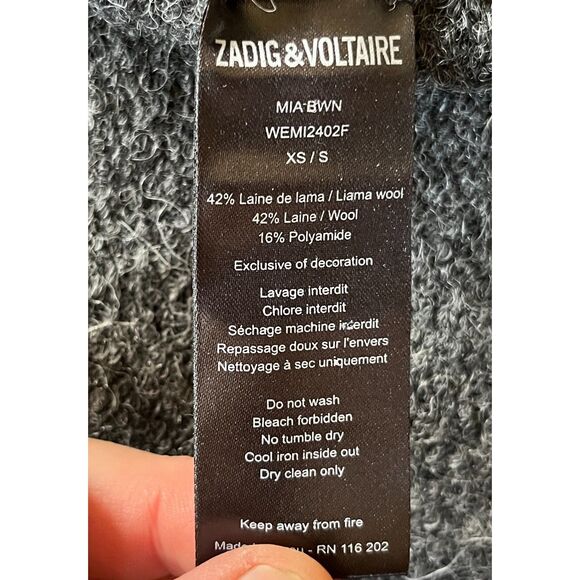 Zadig & Voltaire Gray Wool Open Cardigan Sweater Top  Women's Size Small - Picture 5 of 10